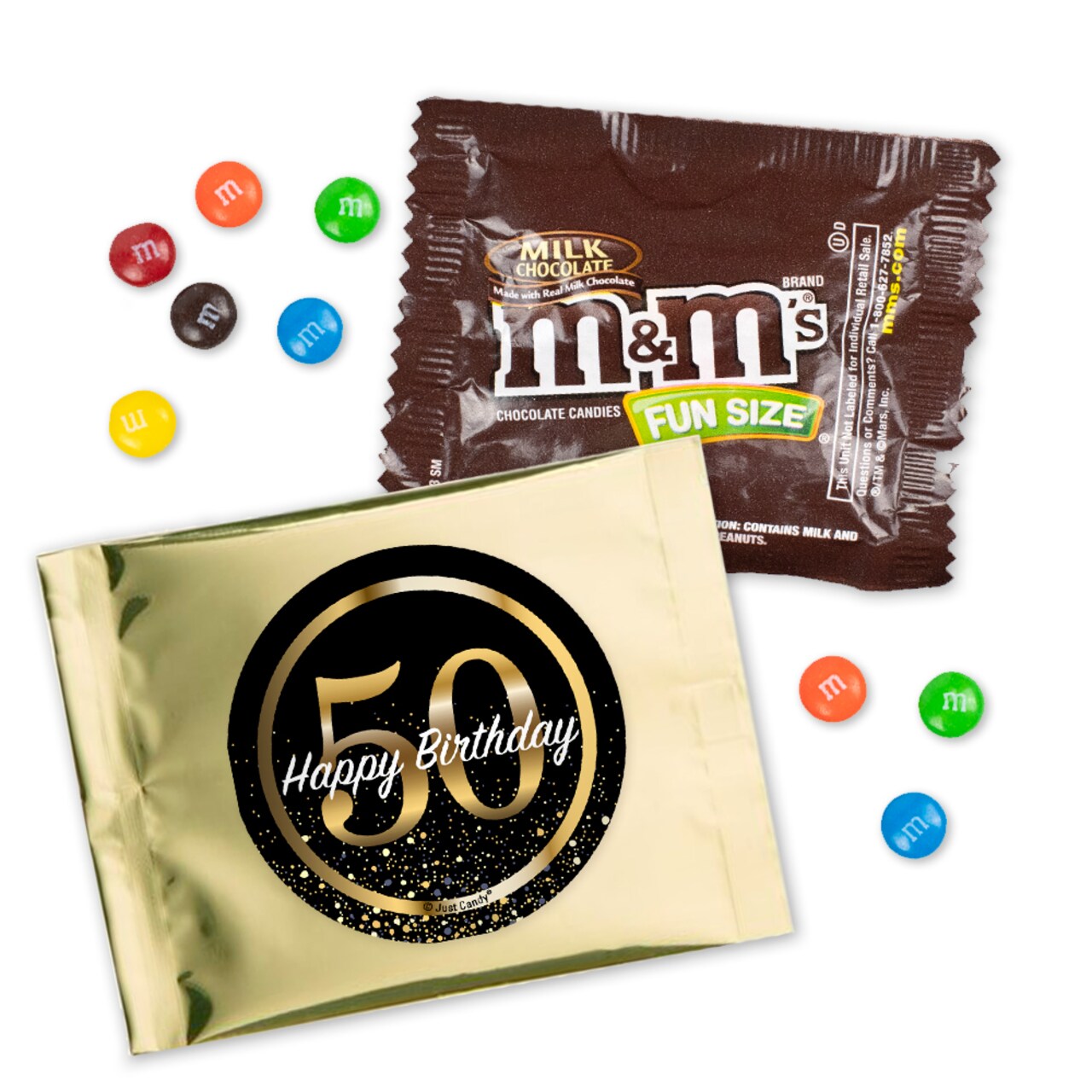 12 Pcs 50th Birthday Candy M&M's Party Favor Packs - Milk Chocolate